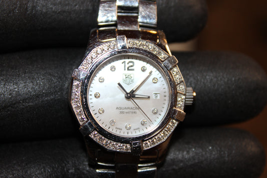TAG Heuer Aquaracer Blue Mother of Pearl Diamond Women's Watch - WAF1419.BA0824